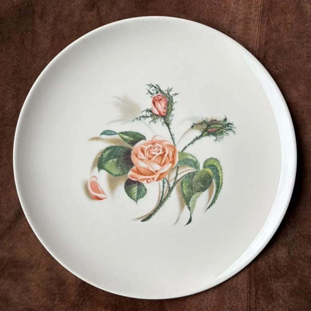 Vintage Universal Ballerina Dinner Plate 10” Rose Floral Permacal  USA MCM 1950